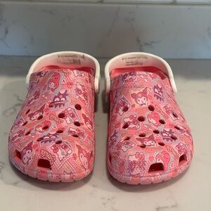 Kids Pink Clogs with Cartoon Print